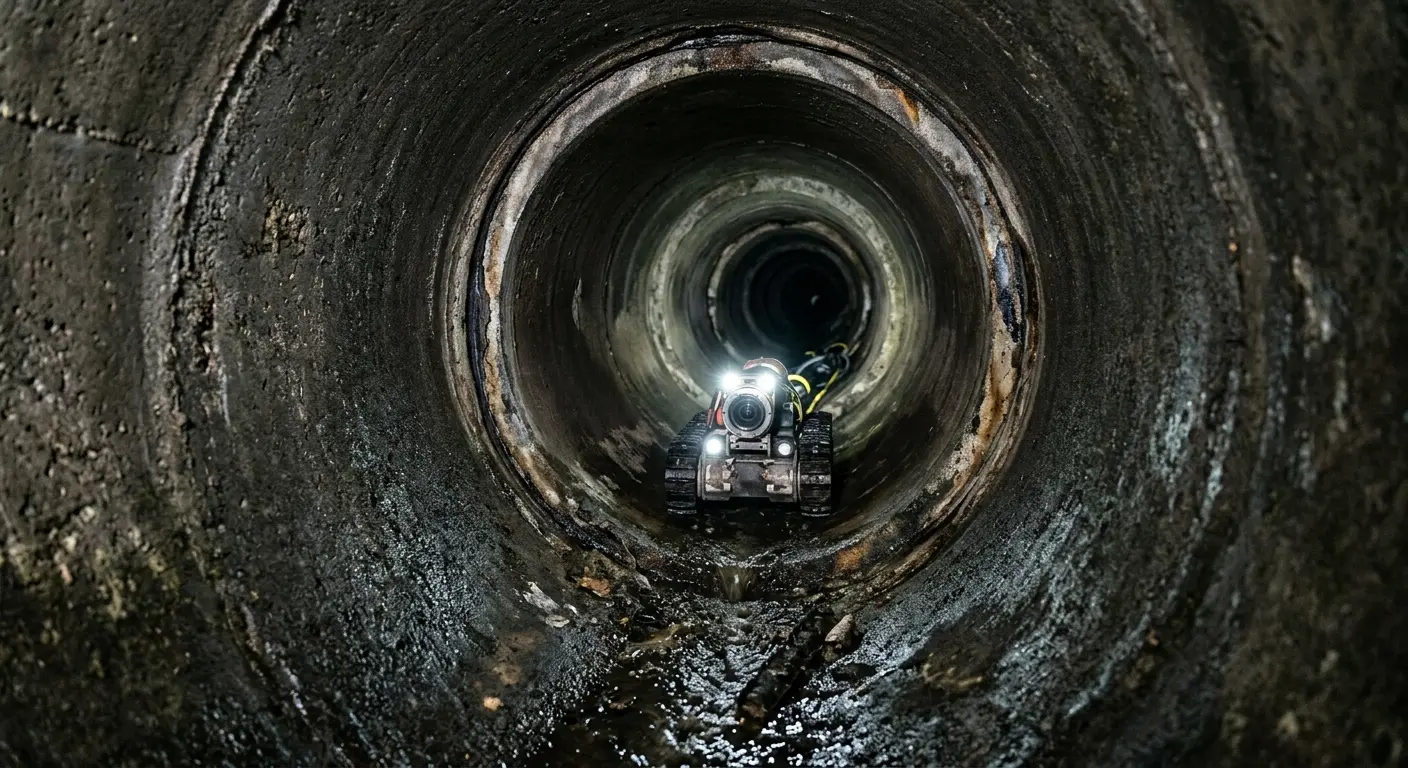 Robotic sewer camera inspecting pipe interior for Sewer Line Cleaning in Pass Christian
